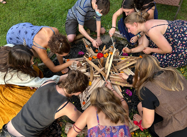 teens working on an art project